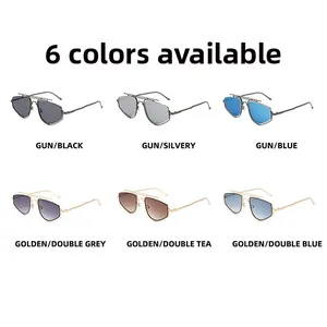 Vue détaillée des lunettes de soleil punk à double pont disponibles en six coloris mode