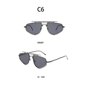Vues de face et de profil à 45 degrés des lunettes de soleil punk à double pont