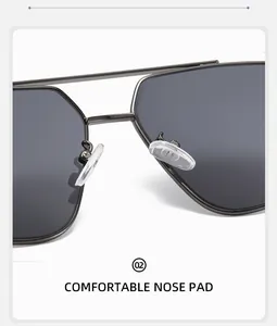 Détail des plaquettes de nez confortables en silicone souple sur ces lunettes de soleil