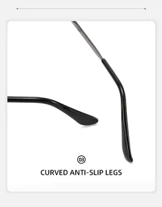 Détail des branches antidérapantes incurvées sur des lunettes de soleil noires
