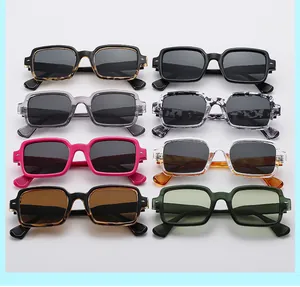 Collection of retro rectangular sunglasses in various matte and glossy color finishes