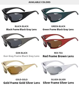 Catalogo dettagliato con sei varianti di colore per occhiali da sole sportivi futuristici