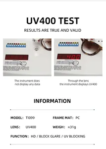 UV400 protection test display and specifications for leopard print curved sunglasses