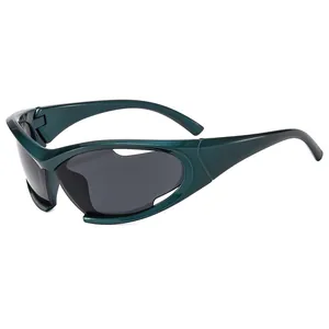 Y2K Futuristic Wrap Around Sport Sunglasses Irregular Hollow PC Frame UV400 Protection Cycling Sun Glasses For Women Party