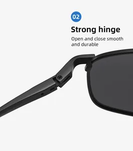 Close-up of a strong sunglasses hinge showing smooth and durable folding mechanism
