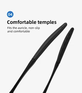 Detail of comfortable non-slip matte black temples for sports polarized sunglasses