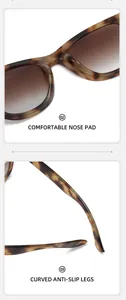 Detail of leopard print sunglasses with comfortable nose pads and anti-slip legs