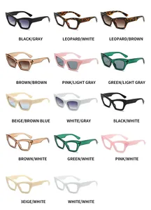 Matrix display of various cat eye sunglasses colors including leopard and matte frames