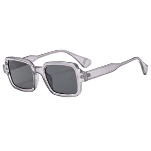 Retro square frame sunglasses for women in light purple with dark grey UV lenses