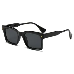 Lunettes de Soleil Carrées à la Mode Rétro Motif Marbre Protection UV400 Verres Unisexe Anti-Lumière Bleue Lunettes