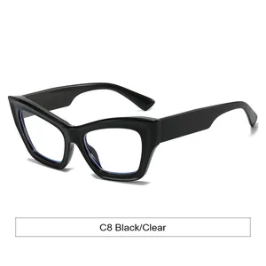 Fashionable cat eye sunglasses in C8 black frame with clear lenses for a trendy look