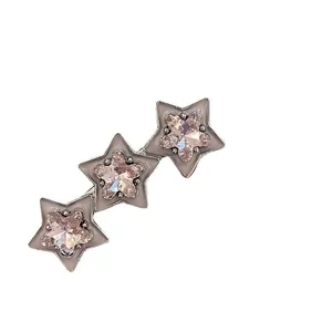 Fermaglio per capelli a stella Y2K argento con strass rosa e finitura lilla