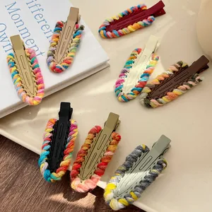 Colorful handmade crochet hair clips set for girls in Y2K dopamine fashion style