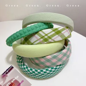 Korean Style Padded Sponge Headband For Women Vintage Solid Color Plaid Waffle Knit Fabric Hair Band Fashion Hair Accessories