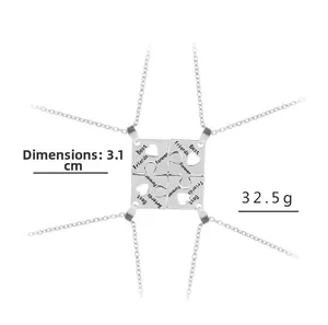 Detailansicht des 4-teiligen Best Friends Forever Puzzle-Herz-Halskettensets in Silber