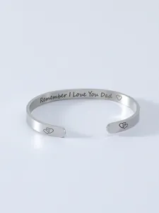 Βραχιόλι από ανοξείδωτο ατσάλι με χάραξη Remember I Love You Dad και καρδιές