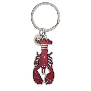 Mode Cartoon Hummer Metall Schlüsselanhänger Rot Emaille Schlüsselring Mit Schriftzug Rundem Anhänger Tasche Charm Für Freunde Geschenk Zubehör