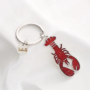 Silberner Hummer-Schlüsselanhänger aus Metall mit Emaille und Gravur U R MY LOBSTER
