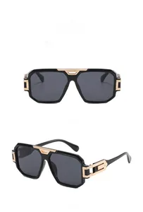 Front and side views of vintage square sunglasses with golden metal rivet details