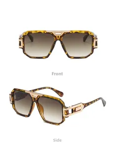 Front and side views of vintage tortoiseshell square sunglasses with gold accents
