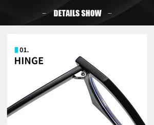 Close-up of durable metal hinge on cat eye blue light blocking glasses frame