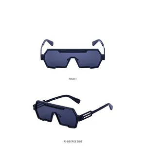 Vues de face et de profil à 45 degrés de lunettes de soleil cyberpunk noires géométriques