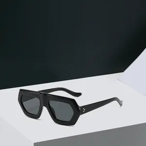 Fashion Oversize Geometric Hexagonal Sunglasses For Women Retro Flat Top PC Frame UV400 Sun Glasses Trendy Party Eyewear