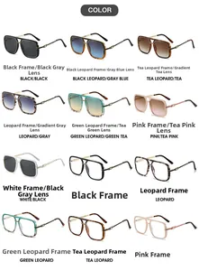 Grid view showing multiple colors of oversized square aviator sunglasses and optical frames