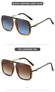 Detailed side view of oversized leopard print sunglasses with gradient lenses and metal bridge
