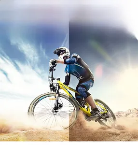 Visual comparison showing polarized lens effect for cycling glasses under bright sunlight