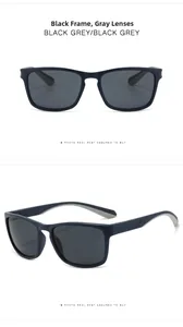 Polarized square sunglasses in black and grey frame with dark lenses for UV protection
