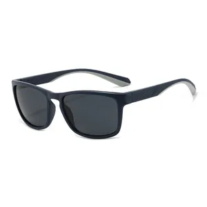 Deep blue matte square polarized sunglasses with grey anti-UV lenses for men