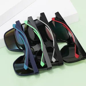 Polarized sports sunglasses set with wide frame and dual-tone colors for cycling