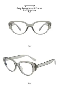 Detailansichten der Cat-Eye-Sonnenbrille mit Metallnieten und grauer Oberfläche