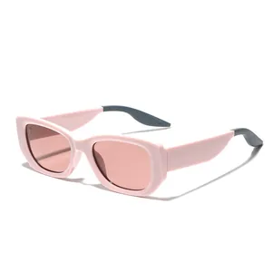 Occhiali da sole squadrati rosa retrò con montatura larga e lenti abbinate per uomo e donna