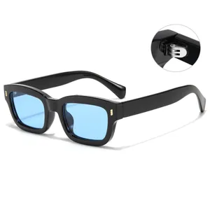 Lunettes de Soleil Rectangulaires Rétro Monture PC Protection UV400 Lunettes Carrées pour Femmes Hommes Mode Quotidienne Voyage