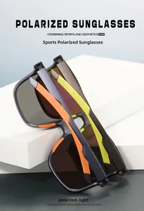 Close-up of sports polarized sunglasses showing UV400 protection and stylish frames