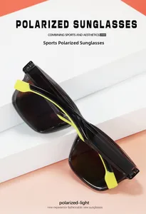 Polarized sports sunglasses featuring UV400 protection and neon yellow anti-slip pads