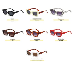Collection of vintage small square frame sunglasses in seven various trendy colors