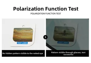 Polarized lens test showing hidden aircraft pattern on card through sport sunglasses