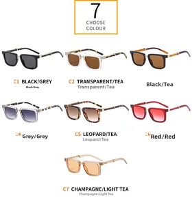 Detail showcasing seven color options for stylish square oversized metal frame sunglasses