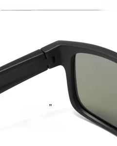 Macro detail of durable matte black polarized sunglasses hinge and frame texture