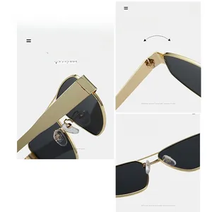 Vue détaillée des charnières métalliques et des plaquettes de nez des lunettes carrées