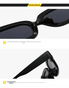 Close-up of integrated nose pads and reinforced hinges on black fashion sunglasses