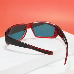 Outdoor-Sport-Radsonnenbrille mit rotem halbtransparentem Rahmen und Polarisationsgläsern