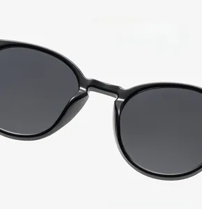 Detail of integrated nose pads and bridge on retro round sunglasses for a comfortable fit