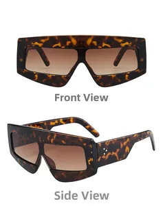 Detailansicht der Vorder- und Seite einer Oversize-Sonnenbrille mit Schildpatt-Muster