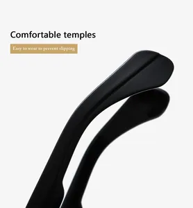 Makroansicht der schwarzen ergonomischen Sonnenbrillenbügel für hohen Tragekomfort