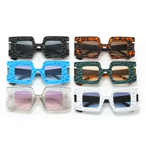 Oversized square sunglasses with textured frames available in six stylish colors