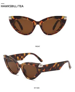 Detailansicht der Cateye-Sonnenbrille in Schildpatt-Optik mit braunen Gläsern